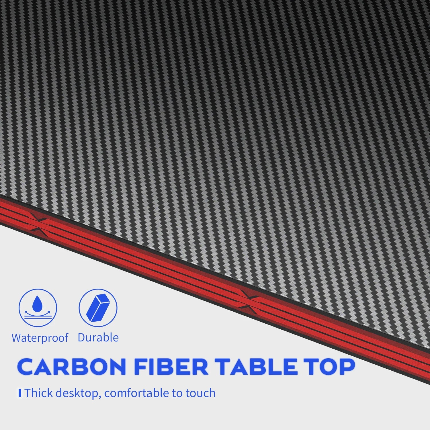 51.2“ Gaming Desk L-Shaped Carbon Fiber Surface Gaming Corner Desk Table, Black